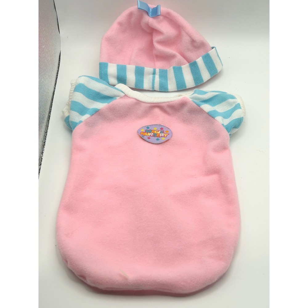 Magic Nursery Baby Doll Sleep Sack Bunting‎ Hat Pink Outfit 12-14 Inch Doll - Picture 7 of 7